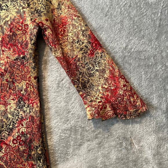 Vintage 90s Brocade Lace Floral Dress Whimsical Dark Fairy Cottagecore Sz Medium - Picture 6 of 11